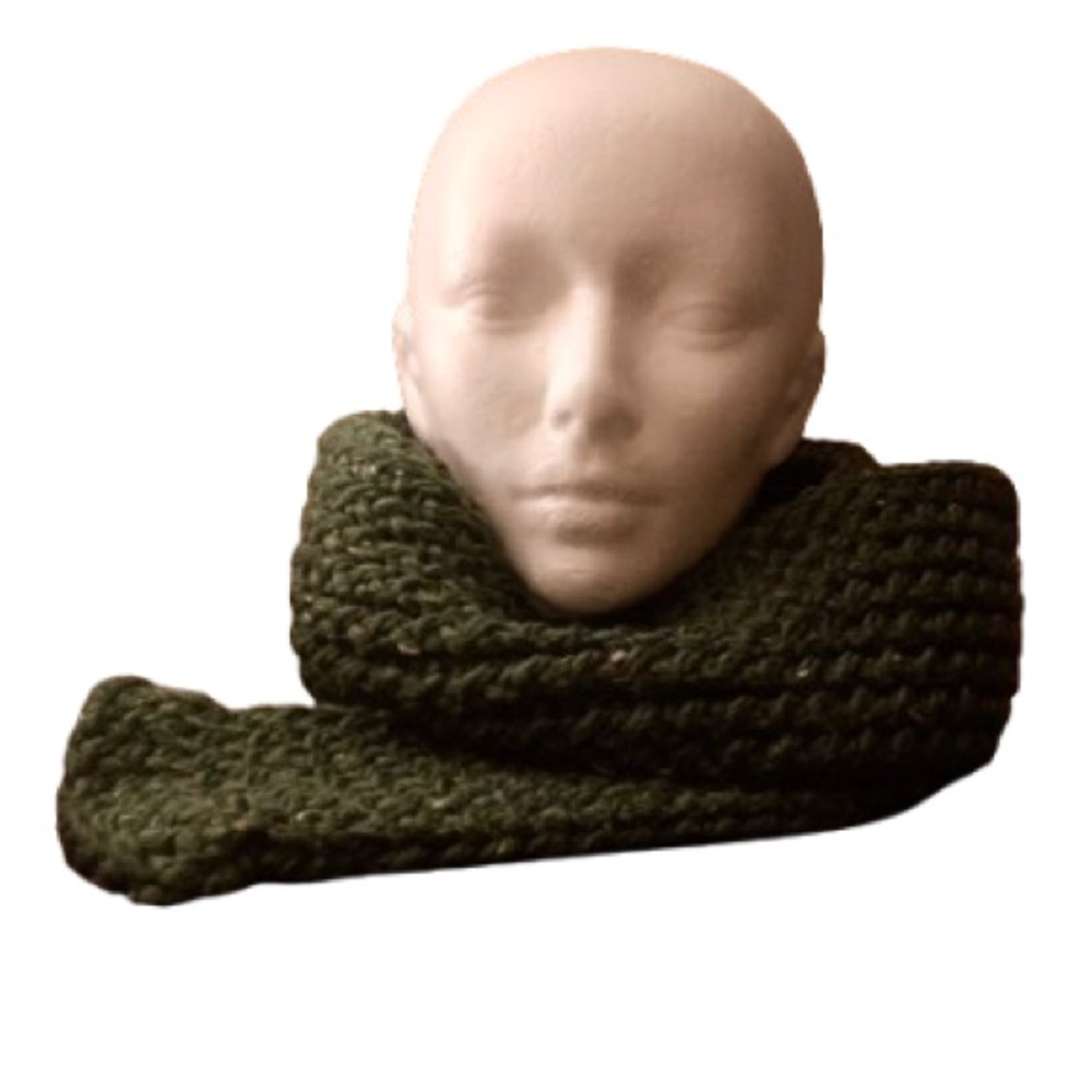 Handmade elegant green knit scarf for adults